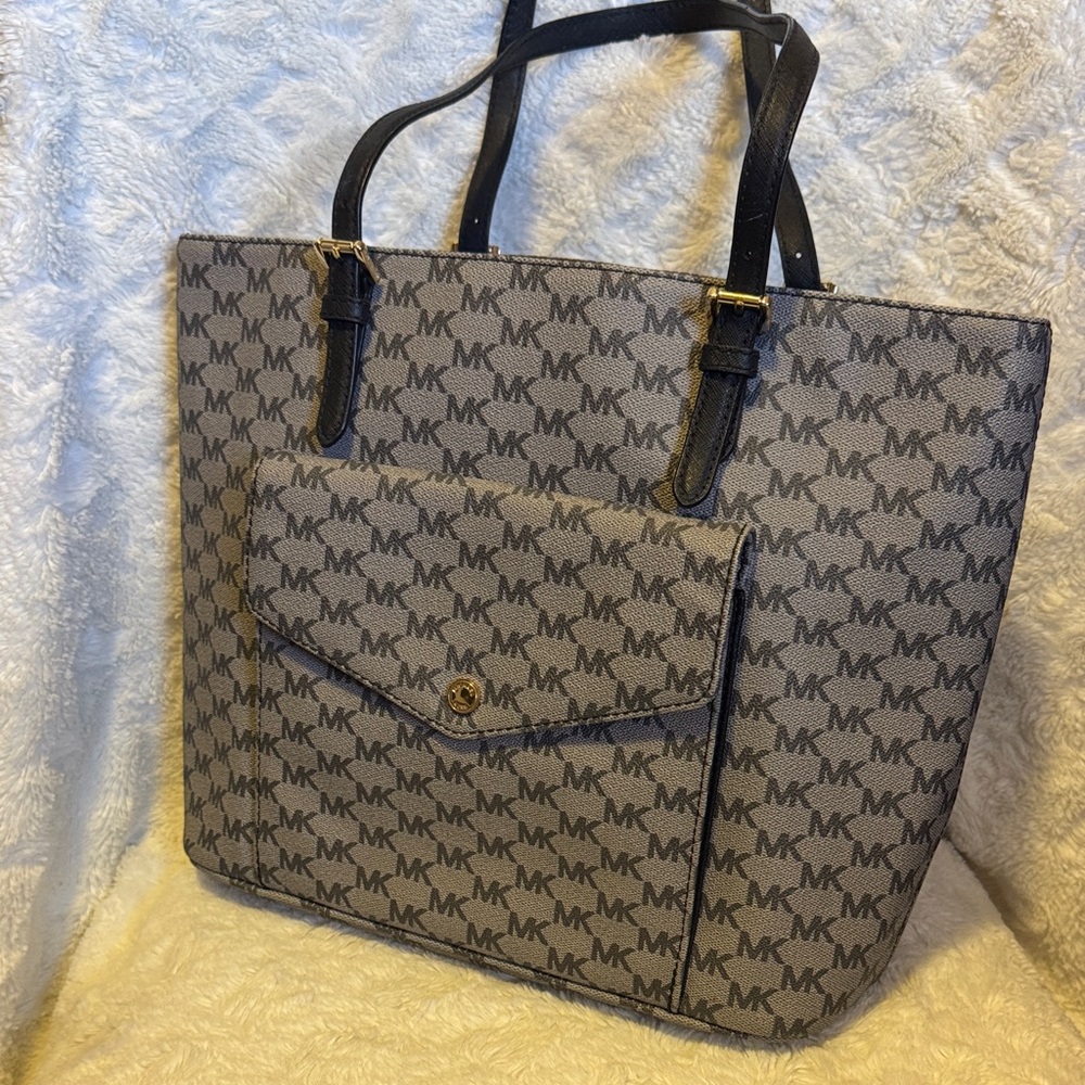 Michael Kors Monogram Gray and Black Tote